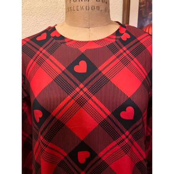 Roshop Heart and Plaid Crew Neck with Pockets Dress NWT Size M - Picture 3 of 11